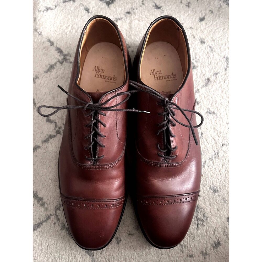 Mens Allen Edmonds Byron Brown Cap Toe Dress Oxford Shoes Leather Lace Size 10
